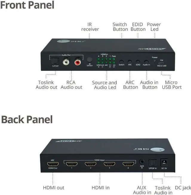 Alt view image 3 of 20 - Siig 4X1 Hdmi Seamless Quad-Split Multi-Viewer Switcher
