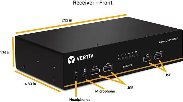 Alt view image 5 of 12 - Vertiv Avocent Dual Monitor, USB, Audio, CATx up to 100m / 330ft - LV5020P