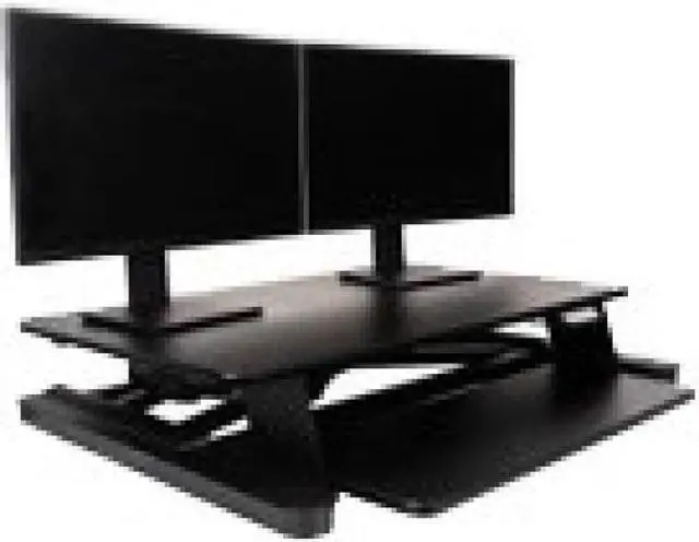 Alt view image 5 of 20 - Ergotech - FDM-E-DESK - Electric Sit Stand Desktop Converter Designed W/36 Upper Display Surfacea And Lo