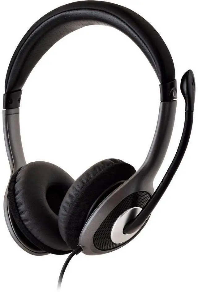 Alt view image 6 of 19 - V7 HU521 Deluxe USB Stereo Headphones with Microphone - Black & Grey