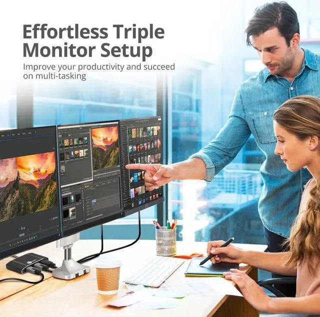 Alt view image 8 of 20 - Triple 4K Displayport 1.4 To 2 Dp & Hdmi Mst Hub Splitter