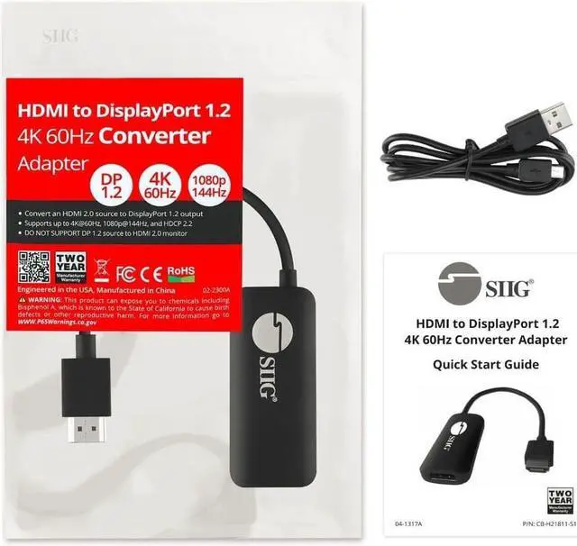 Alt view image 5 of 16 - Siig Hdmi To Displayport 1.2 4K 60Hz Converter Adapter