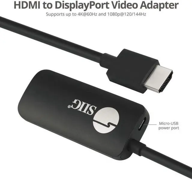 Alt view image 4 of 16 - Siig Hdmi To Displayport 1.2 4K 60Hz Converter Adapter
