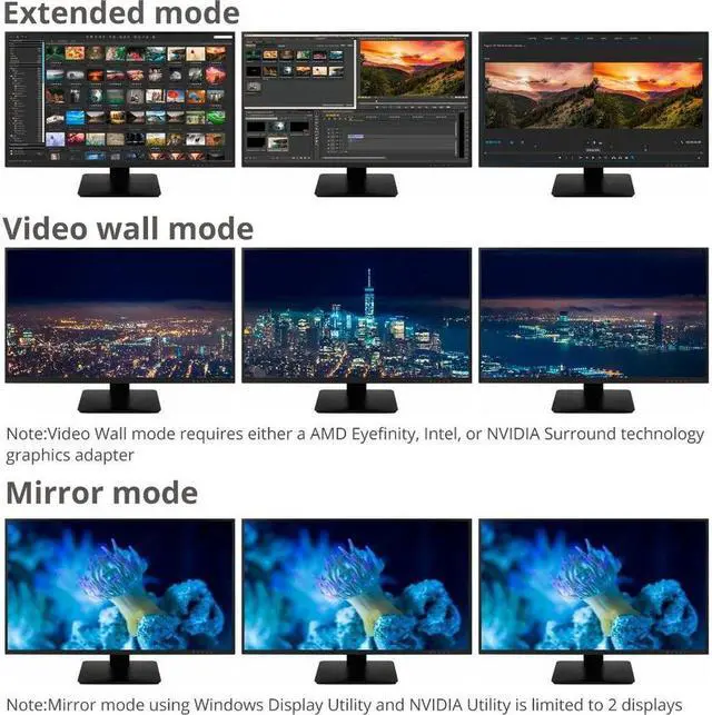 Alt view image 4 of 20 - Triple 4K Displayport 1.4 To 2 Dp & Hdmi Mst Hub Splitter