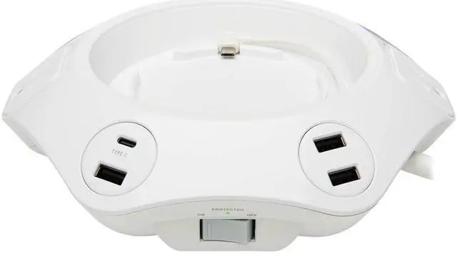 Alt view image 6 of 20 - Tripp Lite Conference Power Surge Protector TLP48USBCUFO - 4 NEMA 5-15R Outlets, USB-C & 3 USB-A Ports, Micro-USB, 8 ft. Cord