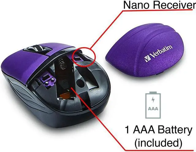 Alt view image 3 of 20 - Verbatim Wireless Mini Travel Mouse, Commuter Series - Purple