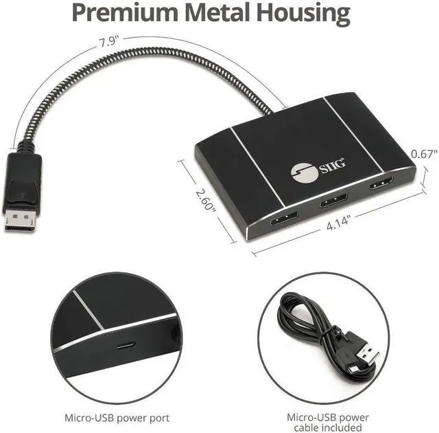 Alt view image 3 of 20 - Triple 4K Displayport 1.4 To 2 Dp & Hdmi Mst Hub Splitter