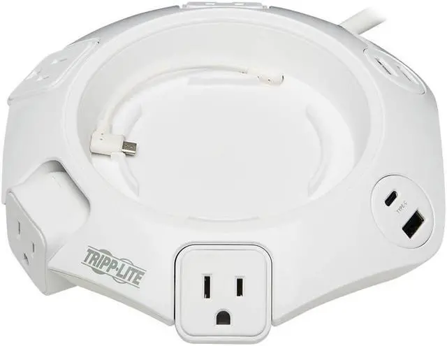 Alt view image 7 of 20 - Tripp Lite Conference Power Surge Protector TLP48USBCUFO - 4 NEMA 5-15R Outlets, USB-C & 3 USB-A Ports, Micro-USB, 8 ft. Cord