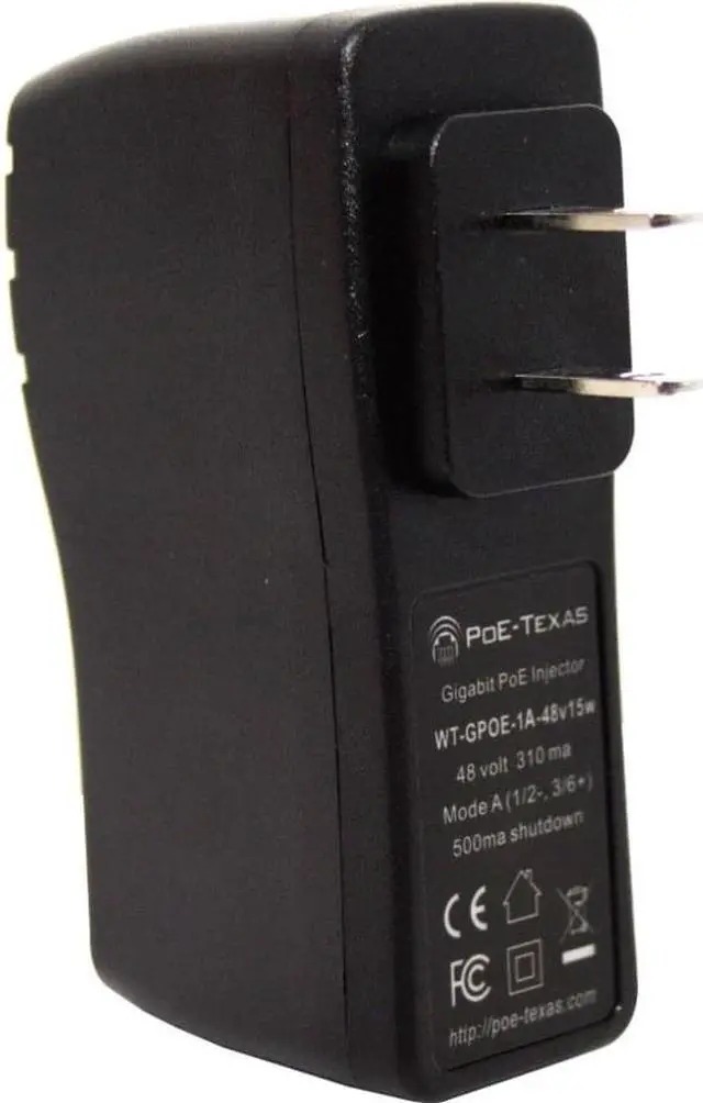 Alt view image 2 of 5 - VisionTek 48 Volt 15 Watt Output Single Port Gigabit Mode A PoE Injector 600009