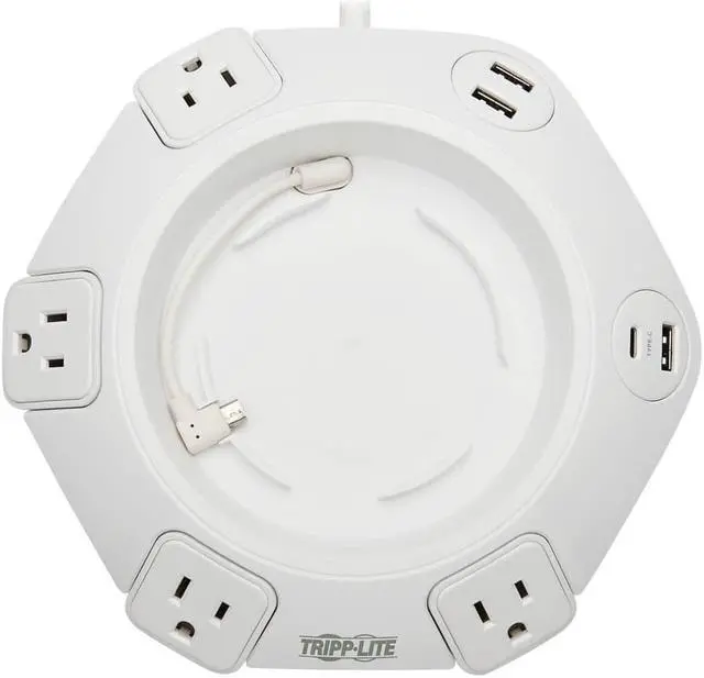Alt view image 5 of 20 - Tripp Lite Conference Power Surge Protector TLP48USBCUFO - 4 NEMA 5-15R Outlets, USB-C & 3 USB-A Ports, Micro-USB, 8 ft. Cord