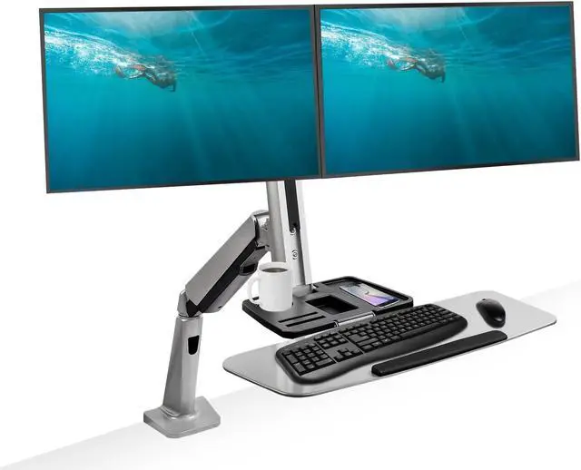 Alt view image 4 of 17 - Siig Mounting Arm For Monitor Keyboard - Silver