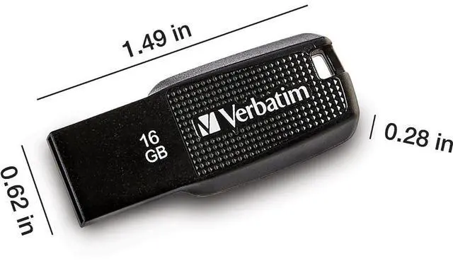 Alt view image 3 of 15 - Verbatim 16GB Ergo USB 2.0 Flash Drive - Black  70875