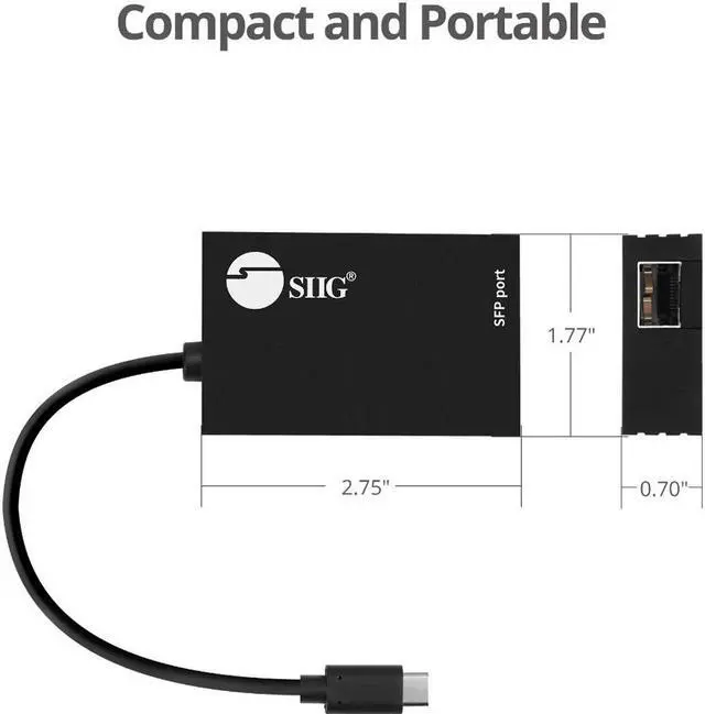 Alt view image 5 of 8 - SIIG USB-C to SFP Gigabit Ethernet Adapter JU-NE0C11-S1 Brown Box