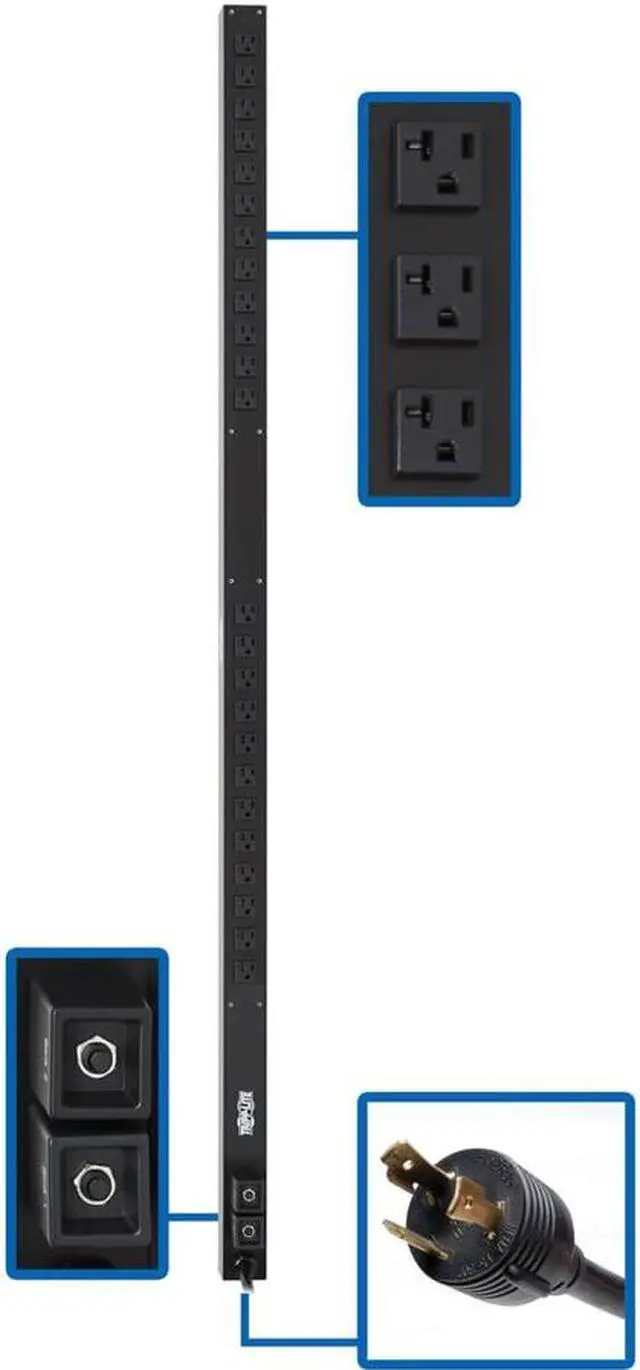 Alt view image 5 of 16 - Tripp Lite PDU Basic 24 5-15/20R L5-30P 2.9kW 120V 10ft Cord 63.75in 0U PDUV30