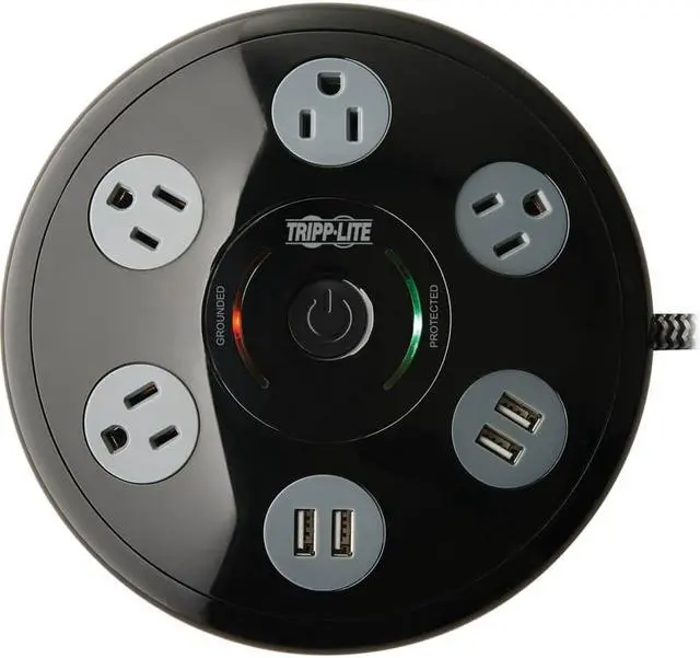 Alt view image 3 of 11 - Tripp Lite 4 5-15R Outlets 4 USB-A Conference Surge Protector Black TLP406USBUFO