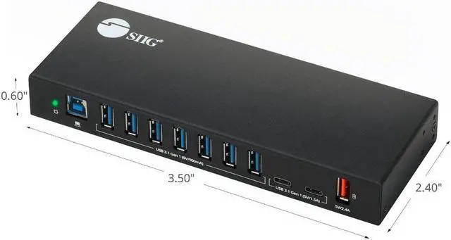 Alt view image 4 of 17 - SIIG AC IDUS0811S1 10PT Industrial USB Gen 1 Hub w Dual USBC  65W Charging