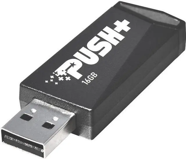 Main image of Patriot Memory Push+ USB 3.2 Gen. 1 Flash Drive - 16 GB - USB 3.2 (Gen 1) - Black - 2 Year Warranty