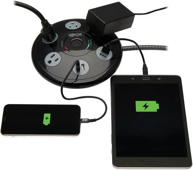 Alt view image 6 of 11 - Tripp Lite 4 5-15R Outlets 4 USB-A Conference Surge Protector Black TLP406USBUFO