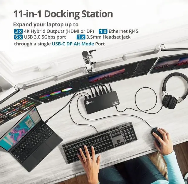 Alt view image 5 of 20 - SIIG AC JUDK0J11S1 Universal Hybrid Triple 4K Video Docking Station w PD30