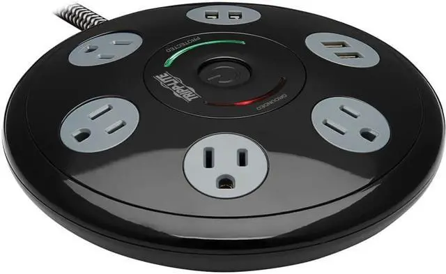 Alt view image 7 of 11 - Tripp Lite 4 5-15R Outlets 4 USB-A Conference Surge Protector Black TLP406USBUFO