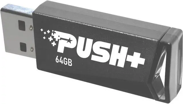 Alt view image 2 of 9 - Patriot Memory Push+ USB 3.2 Gen. 1 Flash Drive - 64 GB - USB 3.2 (Gen 1) - Black - 2 Year Warranty