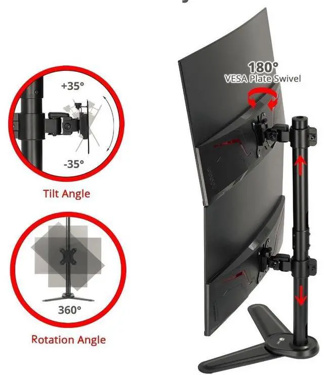 Alt view image 6 of 19 - Freestanding Adjusting Vertical Dual Monitor Steel Stand 17" to 32" - 75x75 100x100 VESA