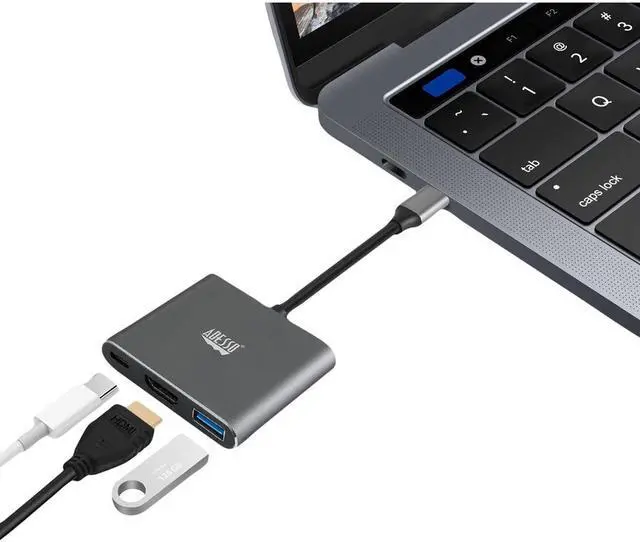 Alt view image 2 of 20 - Adesso 3-IN-1 USB-C Multi-Port Docking Station TAA Compliant AUH4010