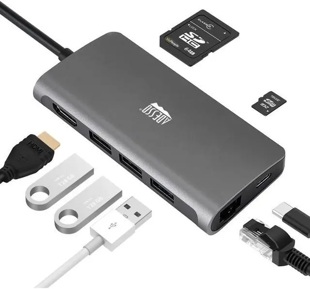 Alt view image 6 of 20 - Adesso 8-in-1 USB-C Multi-Port Docking Station TAA Compliant AUH4030