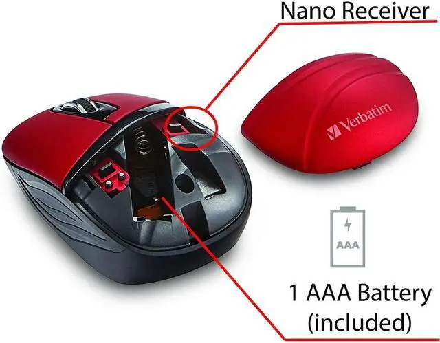 Alt view image 4 of 15 - Verbatim Wireless Mini Travel Mouse, Commuter Series - Red