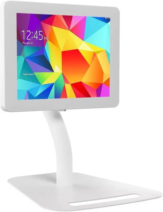 Alt view image 7 of 16 - CTA Digital Height Adjustable Floor-To-Desk Security Kiosk, White PADPARAFDW
