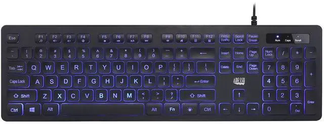 Alt view image 8 of 20 - ADESSO AKB-139EB ADESSO 2X LARGE PRINT , ON AND OFF ILLIMINATED BACKLIGHT USB KEYBOARD, INTERNE