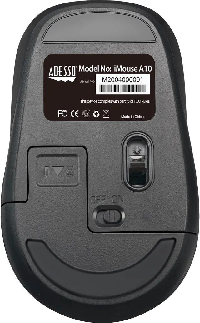 Alt view image 5 of 20 - Adesso iMouse A10 Antimicrobial 1600dpi 2.4GHz Wireless Mouse - Black/Silver