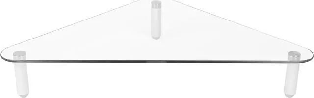 Alt view image 2 of 10 - Kantek Glass Corner Monitor Riser with 5mm Tempered Glass Platform and 40-Pound Capacity, 19.7-Inch W x 11-Inch D x 3.25-Inch H, Clear Glass (MS390)