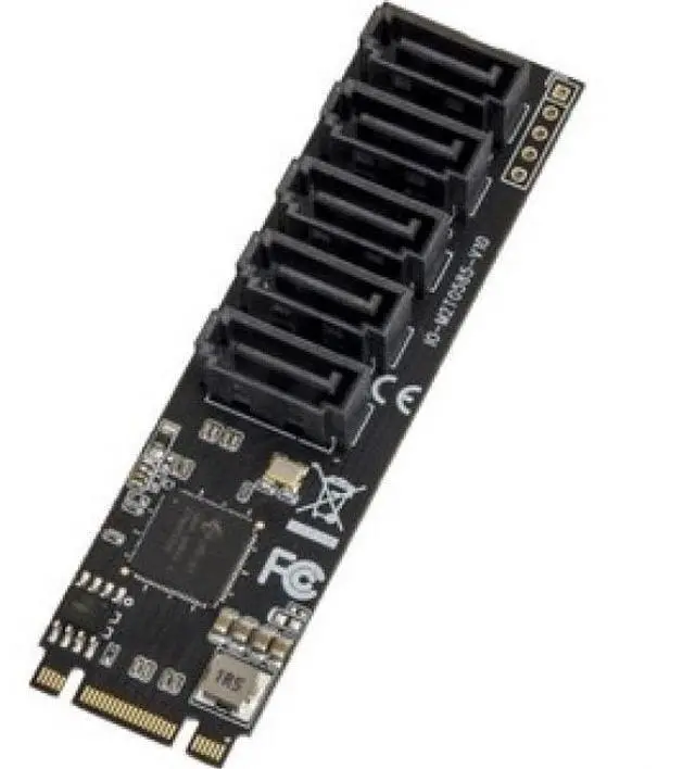 Alt view image 3 of 4 - Syba 5 port Non-RAID SATA III 6Gbp/s to M.2 B+M Key Adapter PCI-e 3.0 x2 Bandwith