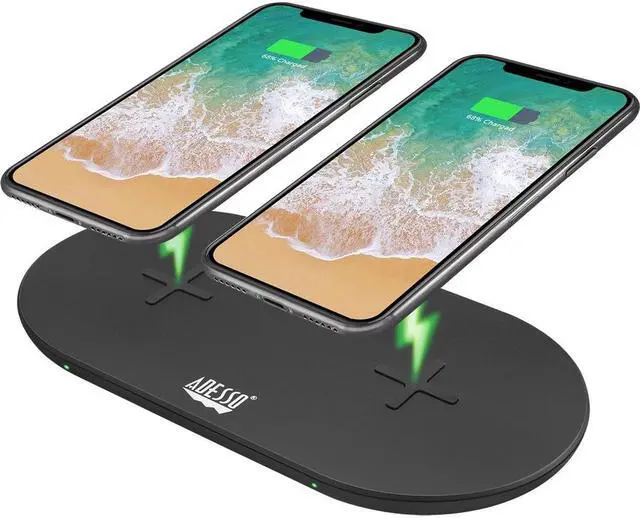 Alt view image 3 of 15 - Adesso AUH-1040 15W Max Dual Wireless 2 Coils Qi-Certified Fast Charging Pad