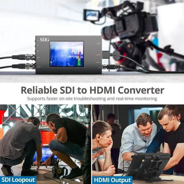 Alt view image 6 of 8 - SIIG AC CESD0J11S1 3GSDI to HDMI Converter with Scaler and Monitor TAA