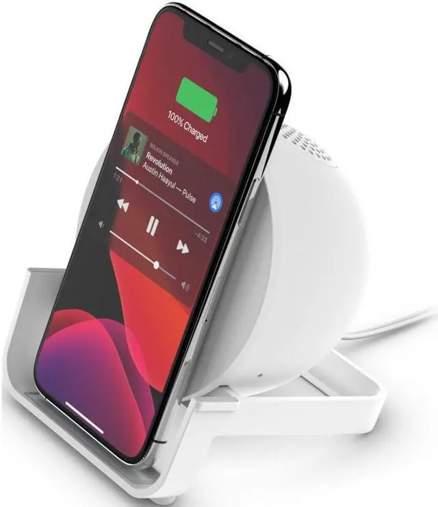 Alt view image 3 of 14 - Belkin BOOSTCHARGE Wireless Charging Stand + Speaker