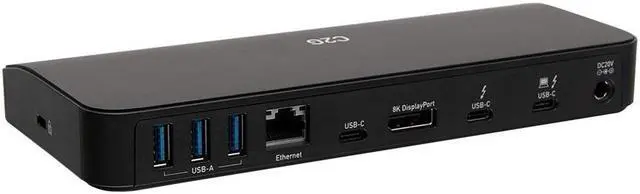 Alt view image 3 of 12 - C2G Thunderbolt 3 8K Docking Station - DP, Ethernet, USB, SD, 3.5mm, Power - for Notebook - 85 W - Thunderbolt 3 - Network (RJ-45) - DisplayPort - Audio Line Out - Wired
