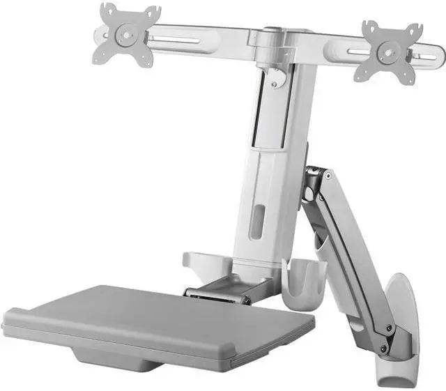 Alt view image 4 of 8 - Amer Networks AMR2AWS | Dual Combo Articulating Workstation Wall Mounts | Supports 24" LCD per Arm