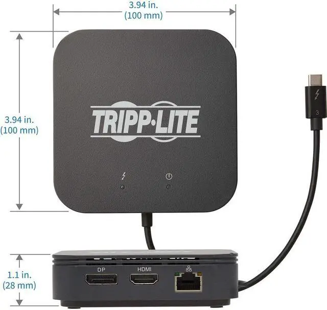 Alt view image 6 of 18 - Tripp Lite MTB3-DOCK-04 Docking Station - for Notebook - 60 W - USB Type C - 4 x USB Ports - Network (RJ-45) - HDMI - DisplayPort - Thunderbolt - Wired