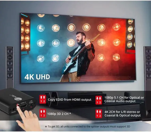 Alt view image 4 of 9 - SIIG AC CE-H26Q11-S1 4K HDMI with Audio Extractor Converter Color Box