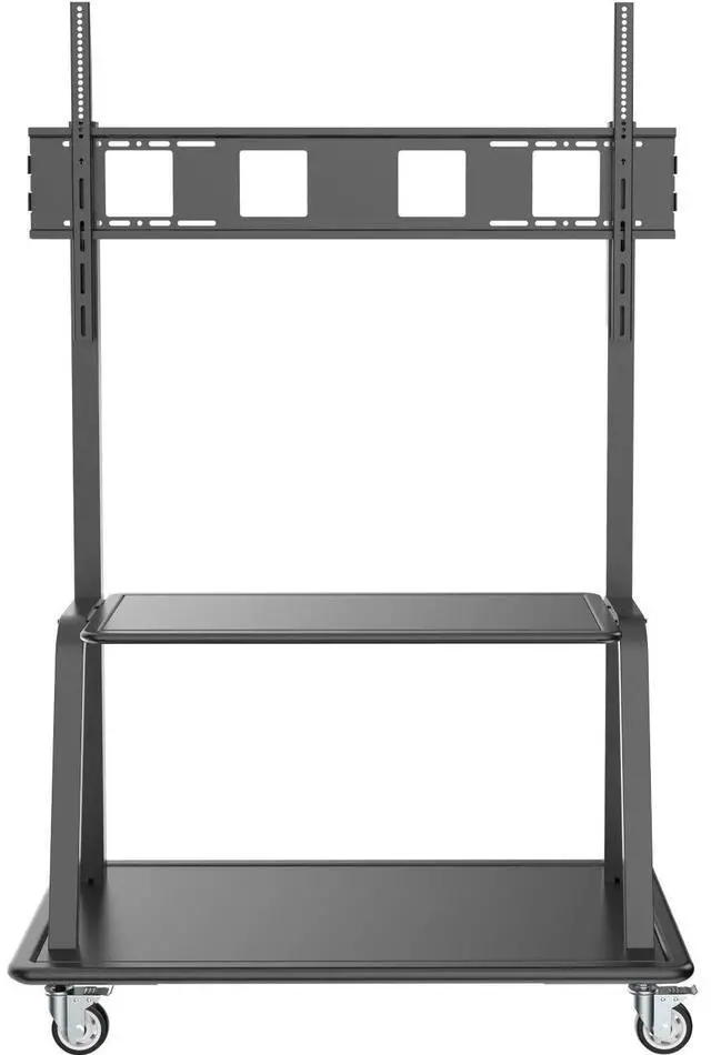 Alt view image 2 of 11 - Tripp Lite DMCS60105XXDD Heavy-Duty Rolling TV Cart - Up to 105" Screen Support - 330.69 lb Load Capacity - 2 x Shelf(ves) - 72.6" Height x 46.2" Width x 26.6" Depth - Floor - Powd