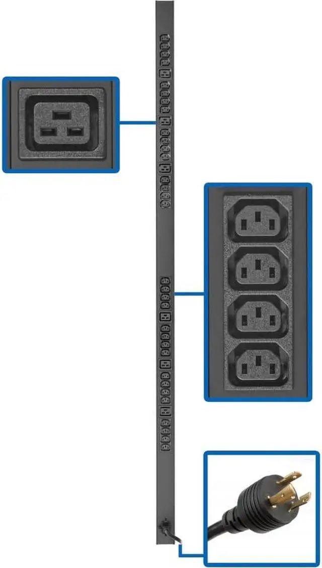 Alt view image 4 of 20 - Tripp Lite PDU 3.7kW 208/230V Basic PDU 32 C13 & 6 C19 Outlets, 10 ft. Cord