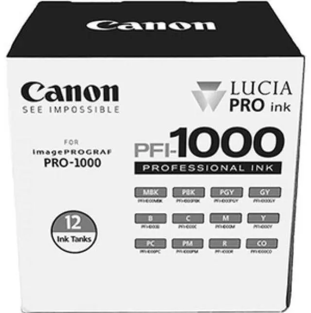Alt view image 4 of 11 - Canon PFI-1000 12 Ink LUCIA PRO Pack for imagePROGRAF PRO-1000 #0545C006