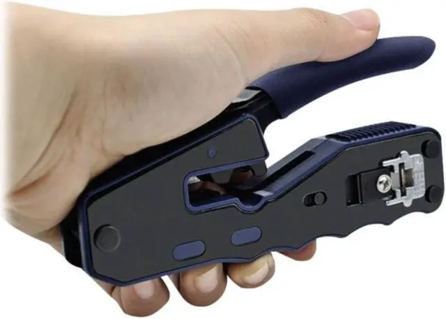 Alt view image 3 of 20 - Tripp Lite by Eaton Crimping Tool w/ Cable Stripper for Pass-Through RJ45 Plugs