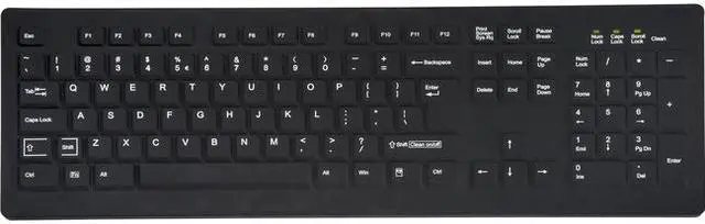 Alt view image 2 of 3 - TG3 ELECTRONICS INC KBA-CK104S-BNUN-US CLEANABLE SEALED BLACK KEYBOARD; 104 KEY WITHSTANDS HOSPITAL GRADE CLEANERS AND