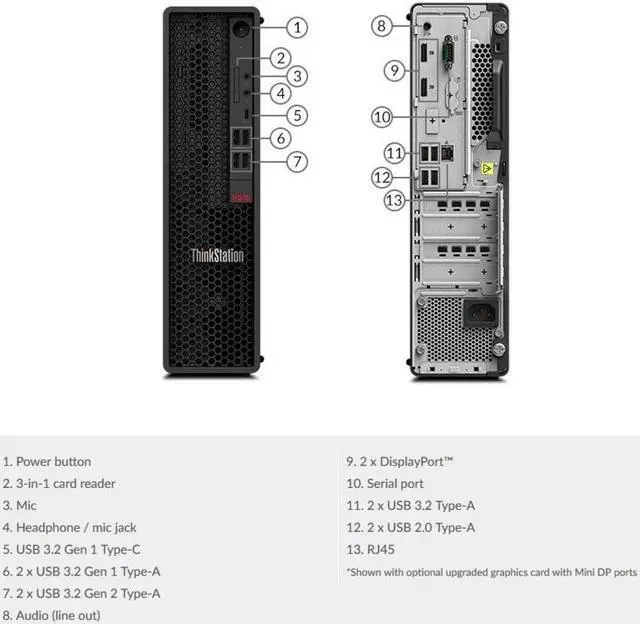 Alt view image 2 of 17 - Lenovo ThinkStation P340 30DK000RUS Workstation - 1 x Intel Hexa-core (6 Core) i5-10500 3.10 GHz - 8 GB DDR4 SDRAM RAM - 256 GB SSD - Small Form Factor - Windows 10 Pro 64-bit - DVD-Writer - English (