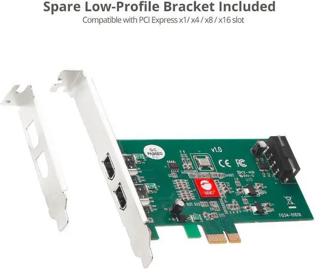 Alt view image 3 of 9 - Siig Dual Profile 2 Port Firewire Pcie