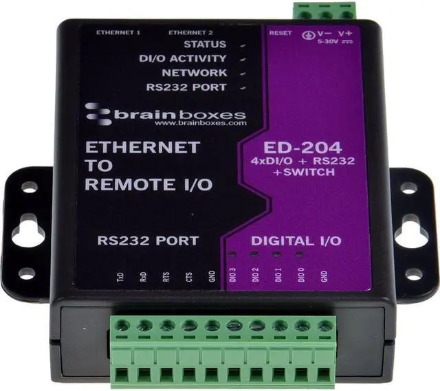 Alt view image 3 of 8 - BRAINBOXES ED-204 ETHERNET 4 DIO + RS232 + SWITCH
