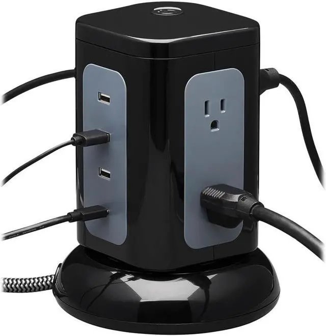 Alt view image 2 of 16 - Tripp Lite Surge Protector Tower 6-Outlet 3x USB-A 1x USB C Black TLP606UCTOWER